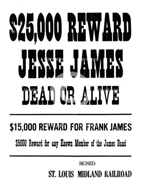 Wanted poster, c1868-1882 (1954). Artist: Unknown