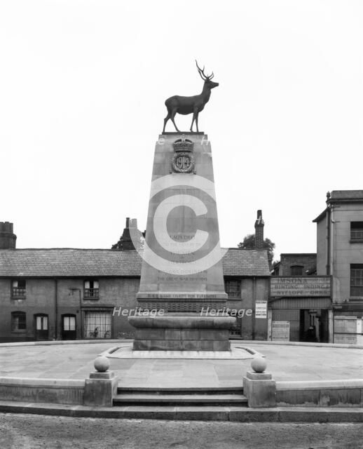 War Memorial, Parliament Square, Hertford, Hertfordshire, January 1923.  Artist: H Bedford Lemere.