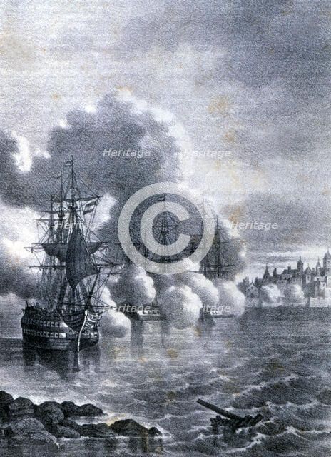 War of American Independence, taking of Pensacola (Florida) by the Spanish fleet commanded by Ber…