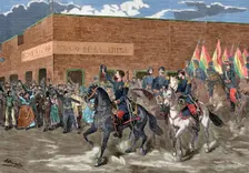 War of the Pacific (1879-1883); Entry into Iquique (Chile) of General Hilarion Daza on... 1879. Creator: Unknown