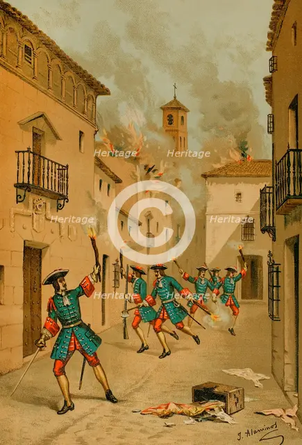 War of the Spanish Succession: Siege of Játiva (8 May to 6 June 1707), 1891.  Creator: Juan Alaminos.