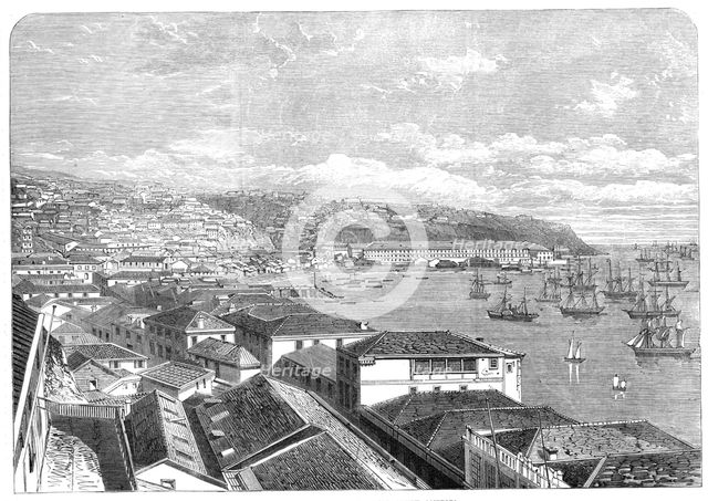 War between Spain and Chili: the port of Valparaiso, Chili, South America, 1865. Creator: Unknown.