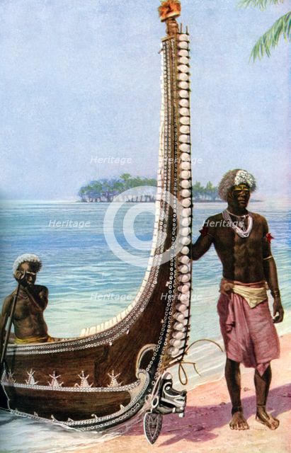 War canoe, Solomon Islands, c1923. Artist: HJ Shepstone