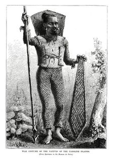 War Costume of the Natives of the Caroline Islands central Pacific Ocean, 1877