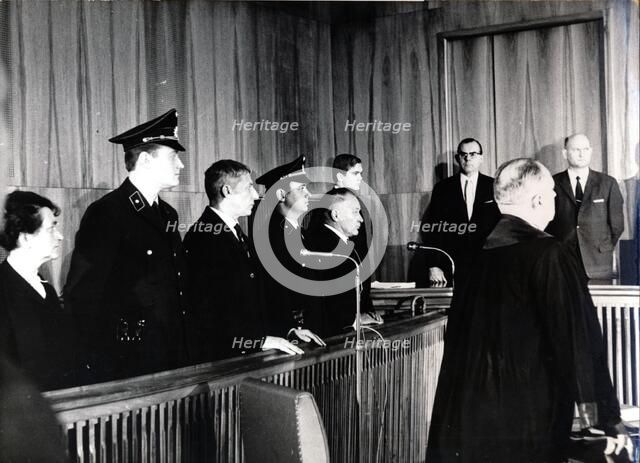 War crimes trial of Wilhelm Harster, Munich, West Germany, 1967. Artist: Unknown