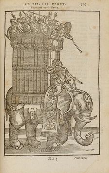 War elephant. From "De re militari" by Vegetius, 1592. Creator: Anonymous