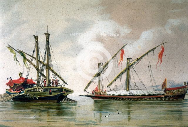 War galleys from 16th century, 1875. Creator: Unknown.