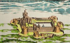 War in Roussillon (1635 - 1639), view of the fortress and the castle of Salses (France), accordin…