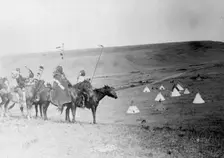War party's farewell-Atsina, c1908. Creator: Edward Sheriff Curtis
