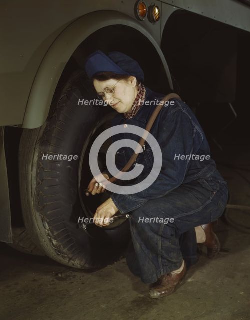 War production workers at the Heil Company making gasoline trailer..., Milwaukee, Wisconsin, 1943. Creator: Howard Hollem.