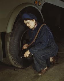 War production workers at the Heil Company making gasoline trailer..., Milwaukee, Wisconsin, 1943. Creator: Howard Hollem