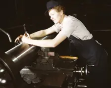 War production workers at the Vilter [Manufacturing] Company making M5..., Milwaukee, Wis. , 1943. Creator: Howard Hollem