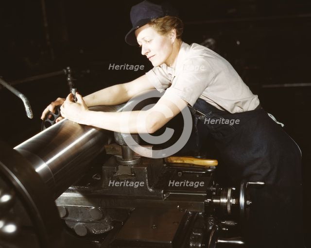 War production workers at the Vilter [Manufacturing] Company making M5..., Milwaukee, Wis. , 1943. Creator: Howard Hollem.