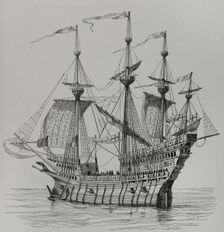 War ship which carried Henry VIII from England to France, for his meeting with King Francis I...1520 Creator: Alexandre-Nicolas Belhatte