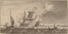 War Vessel in the Y, 1768. Creators: Cornelis Ploos van Amstel, Bernhard Schreuder