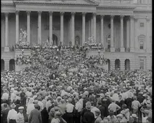 War Veterans Seeking Payment of a Promised Bonus (The Bonus Army) Rushing up the Steps of..., 1932. Creator: British Pathe Ltd