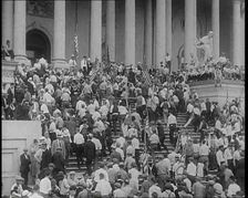 War Veterans Seeking Payment of a Promised Bonus (The Bonus Army) Rushing up the Steps of..., 1932. Creator: British Pathe Ltd