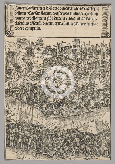 War with Guelders, plate 5 from Historical Scenes from the Life of Emperor..., printed c. 1520. Creator: Wolf Traut.