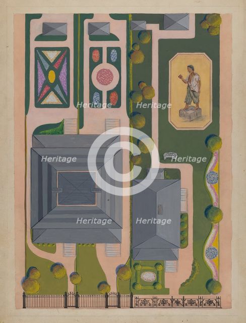 Ward and Green Gardens, c. 1936. Creator: Meyer Goldbaum.