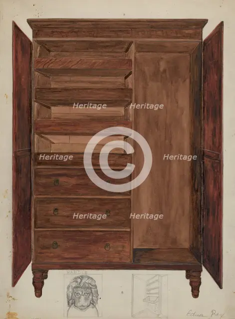 Wardrobe, John Marshall's, c. 1937. Creator: Edna C. Rex.