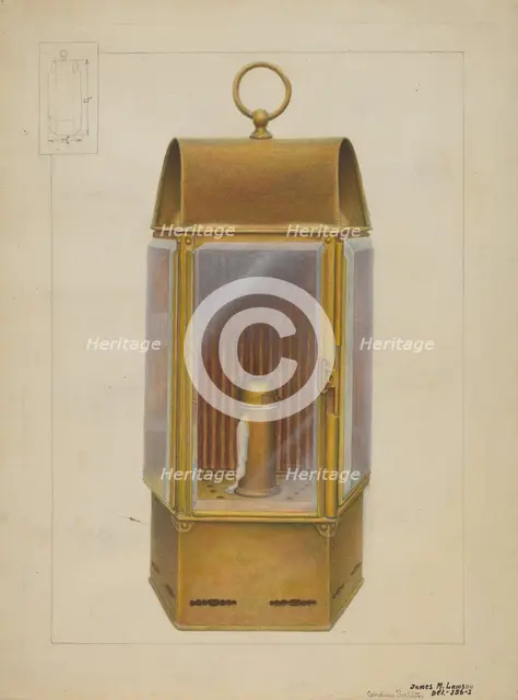 Wardroom Lamp from "Constitution", c. 1937. Creator: James M. Lawson.