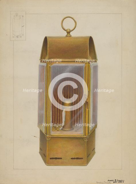 Wardroom Lamp from "Constitution", c. 1937. Creator: James M. Lawson.