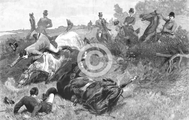 ''Ware Wire!'- An incident in the Hunting Field', 1890. Creator: Unknown.