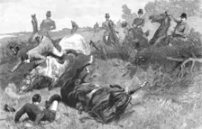 'Ware Wire!'- An incident in the Hunting Field 1890. Creator: Unknown