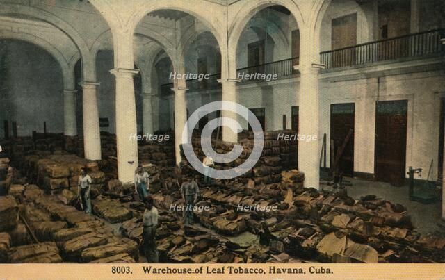 'Warehouse of Leaf Tobacco, Havana, Cuba', c1910. Artist: Unknown.