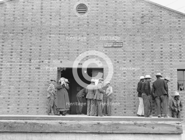 Warehouse, used as distributing office for FSA..., Bakersfield, California, 1938. Creator: Dorothea Lange.