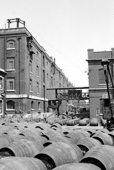 Warehouses at the Wine Gauging Ground, North Quay, London Docks, c1945-c1965. Artist: SW Rawlings