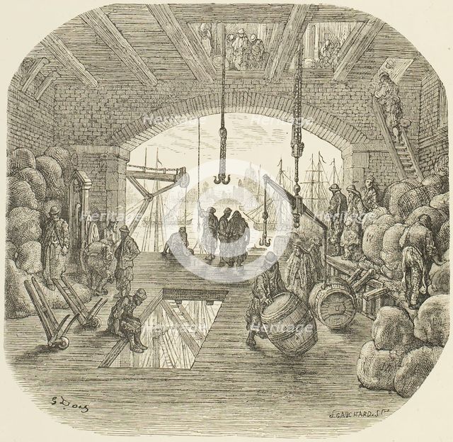 Warehouses by the Thames, 1872.  Creator: Jean Gauchard.