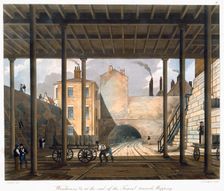 Warehouses etc at the end of the Tunnel towards Wapping Liverpool, 1832-1833. Creator: SG Hughes