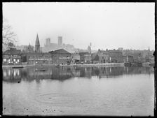 Warehouses lining Brayford Wharf North, Lincoln, Lincolnshire, 1900-10. Creator: George R Long