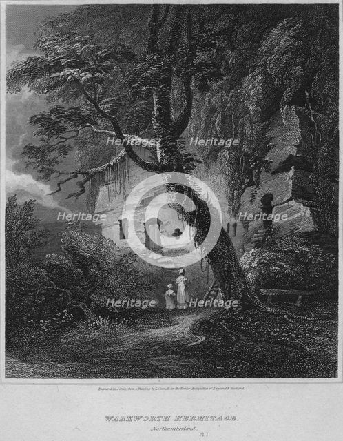 'Warkworth Hermitage, Northumberland', 1814. Artist: John Greig.