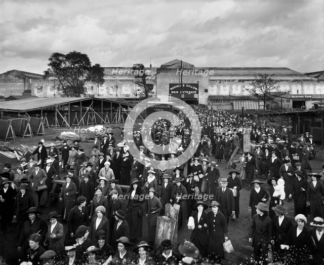 Waring & Gllow munitions factory, White City, Hammersmith and Fulham, London, August 1916. Artist: Adolph Augustus Boucher.