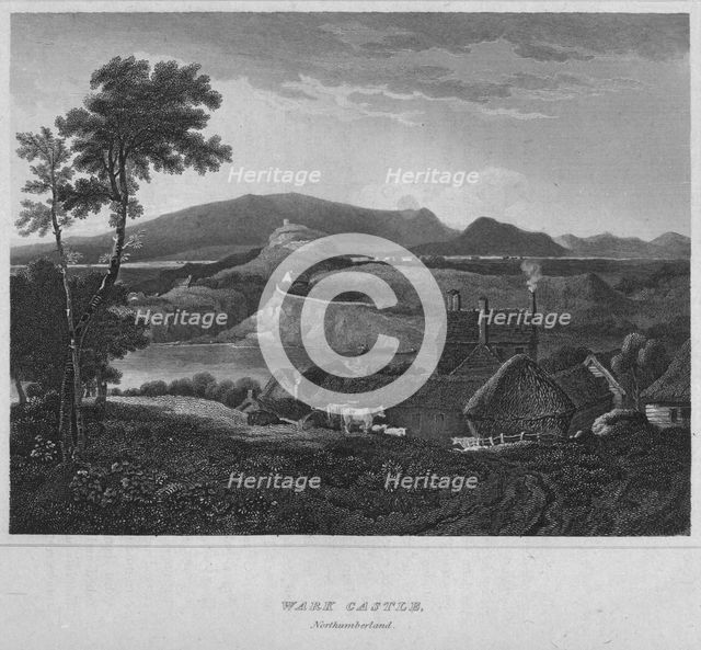 'Wark Castle, Northumberland', 1814. Artist: John Greig.