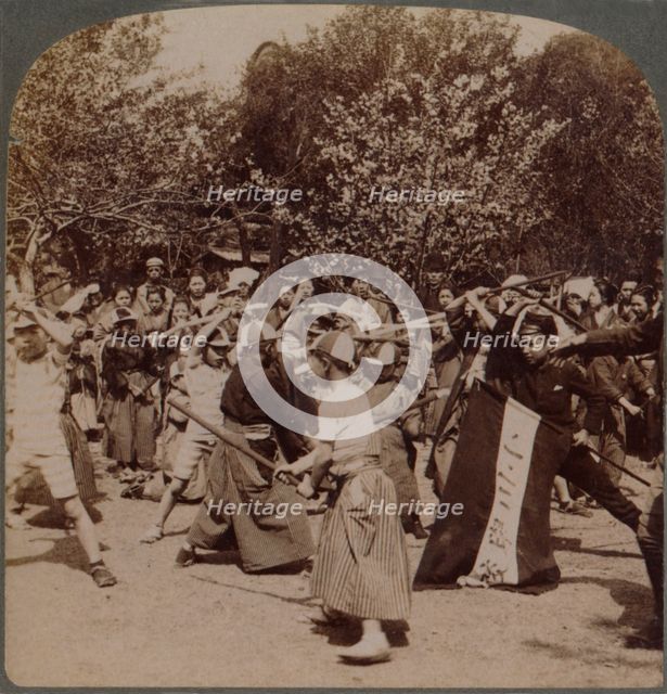'Warlike spirit of youthful Japanese Schoolboys in Ueno Park, Tokyo, Japan', 1904. Artist: Unknown.
