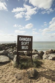 Warning sign, Jaywick Sands, Essex, c2010-c2018. Creator: Patricia Payne