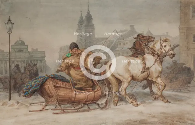 "Warsaw coachman", 1863. Creator: Juliusz Kossak.
