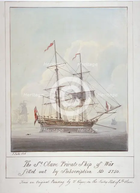 Warship the 'St Olave', 1826. Artist: G Yates