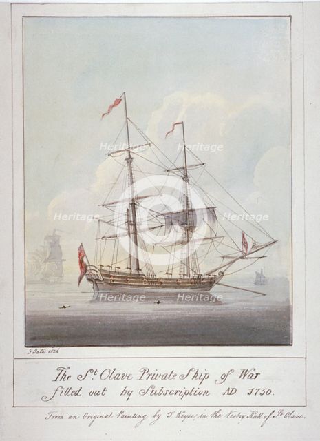 Warship the 'St Olave', 1826. Artist: G Yates