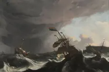 Warships in a Heavy Storm, c.1695. Creator: Ludolf Bakhuizen