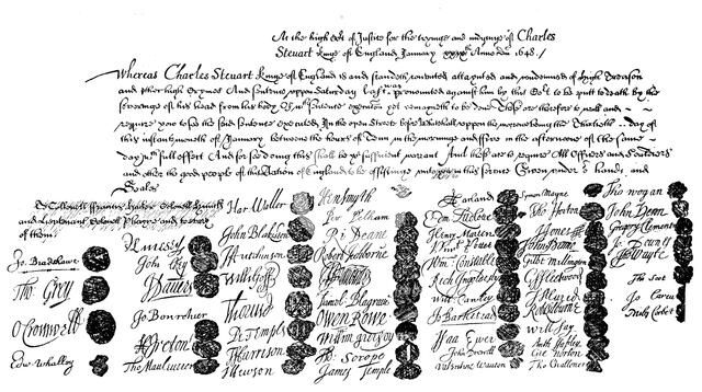 Warrant for the execution of King Charles, 1648, (1909). Artist: Unknown