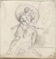 Warrior with a Shield and Torch, 1775/80. Creator: Jacques-Louis David