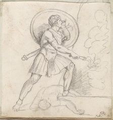 Warrior with a Shield and Torch, 1775/80. Creator: Jacques-Louis David