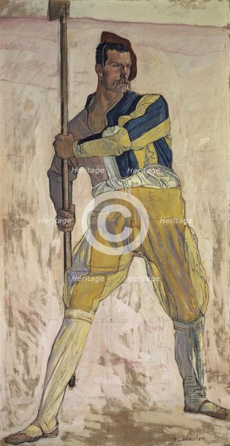 Warrior with halberd, c. 1898. Creator: Hodler, Ferdinand (1853-1918).