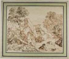 Warrior and Dog Resting by Rocky Rapids, n.d. Creator: Franz Kobell