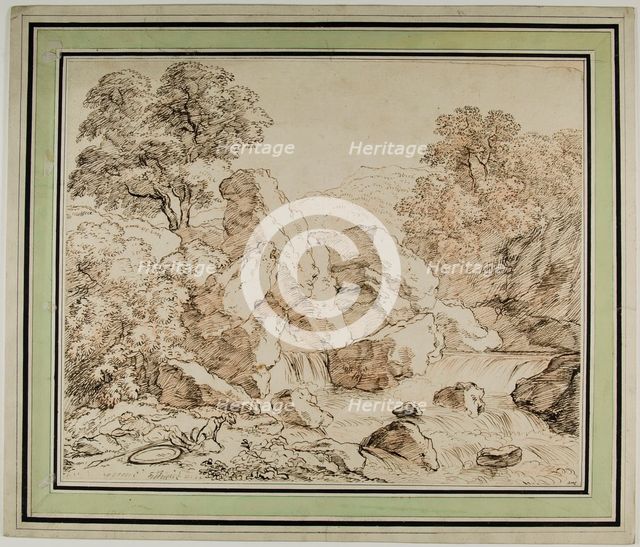 Warrior and Dog Resting by Rocky Rapids, n.d. Creator: Franz Kobell.
