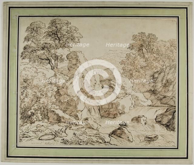 Warrior and Dog Resting by Rocky Rapids, n.d. Creator: Franz Kobell.